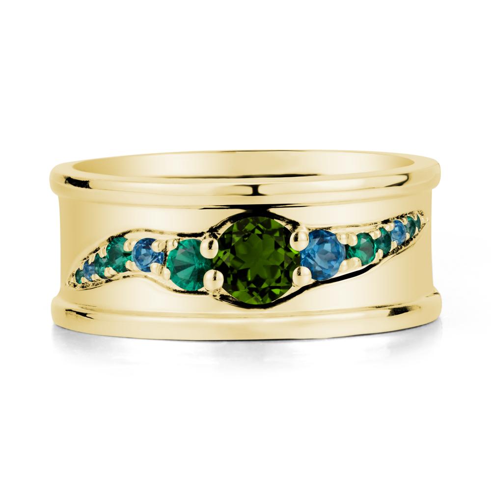 Wide Band Diopside Ring for Men - LUO Jewelry #metal_18k yellow gold