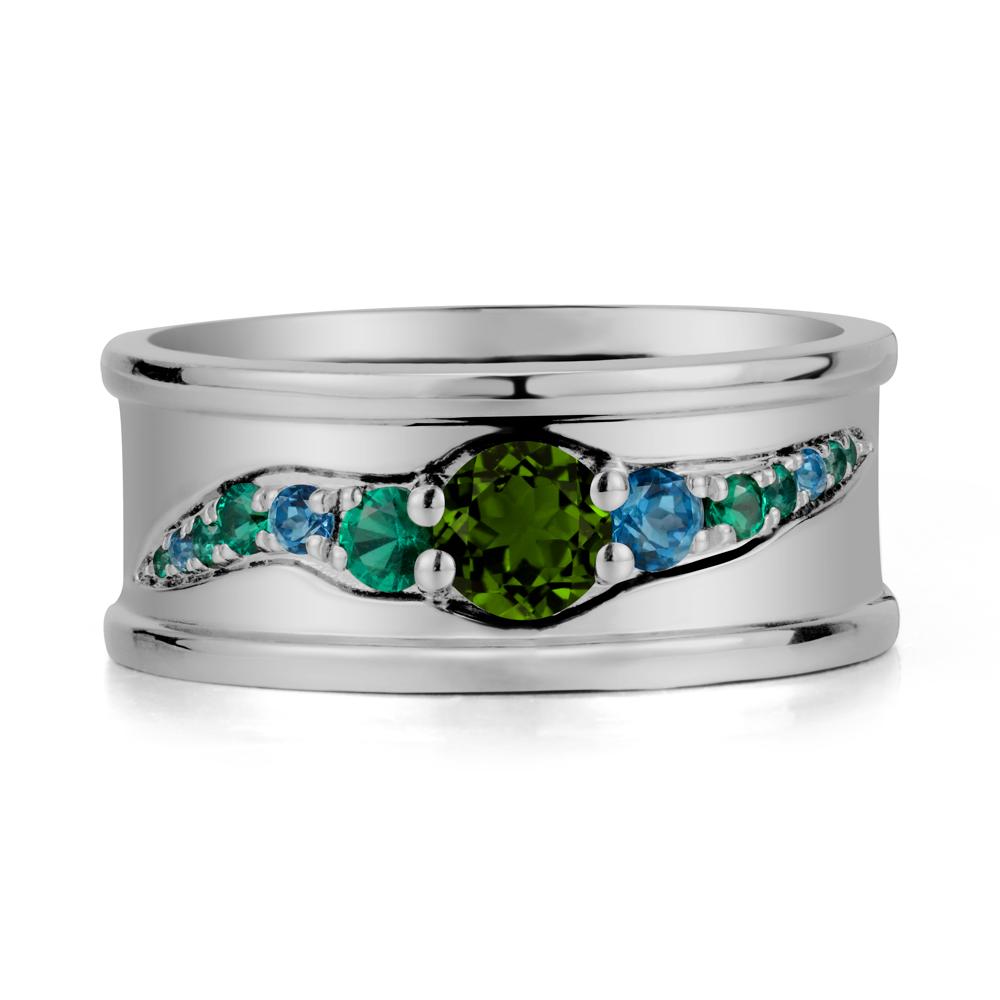 Wide Band Diopside Ring for Men - LUO Jewelry #metal_platinum