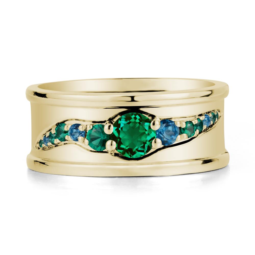 Emerald Multi Stone Men Ring - LUO Jewelry #metal_14k yellow gold