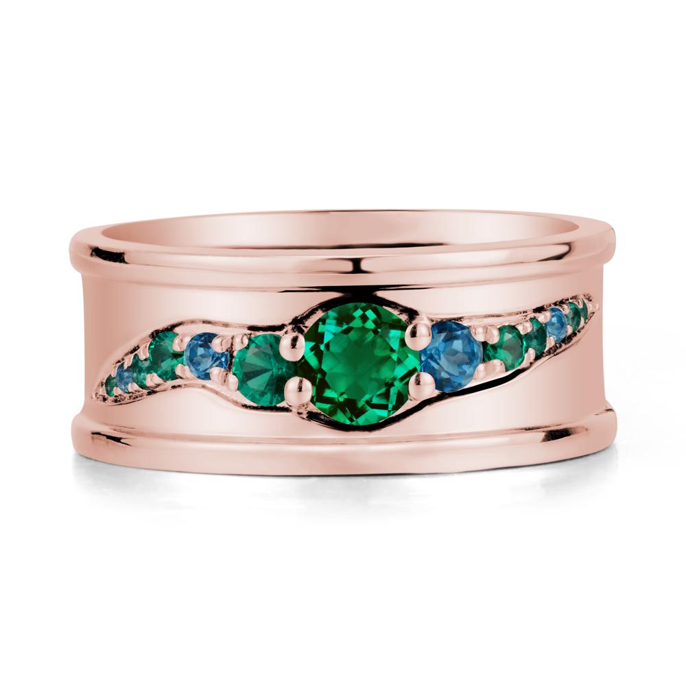 Emerald Multi Stone Men Ring - LUO Jewelry #metal_18k rose gold
