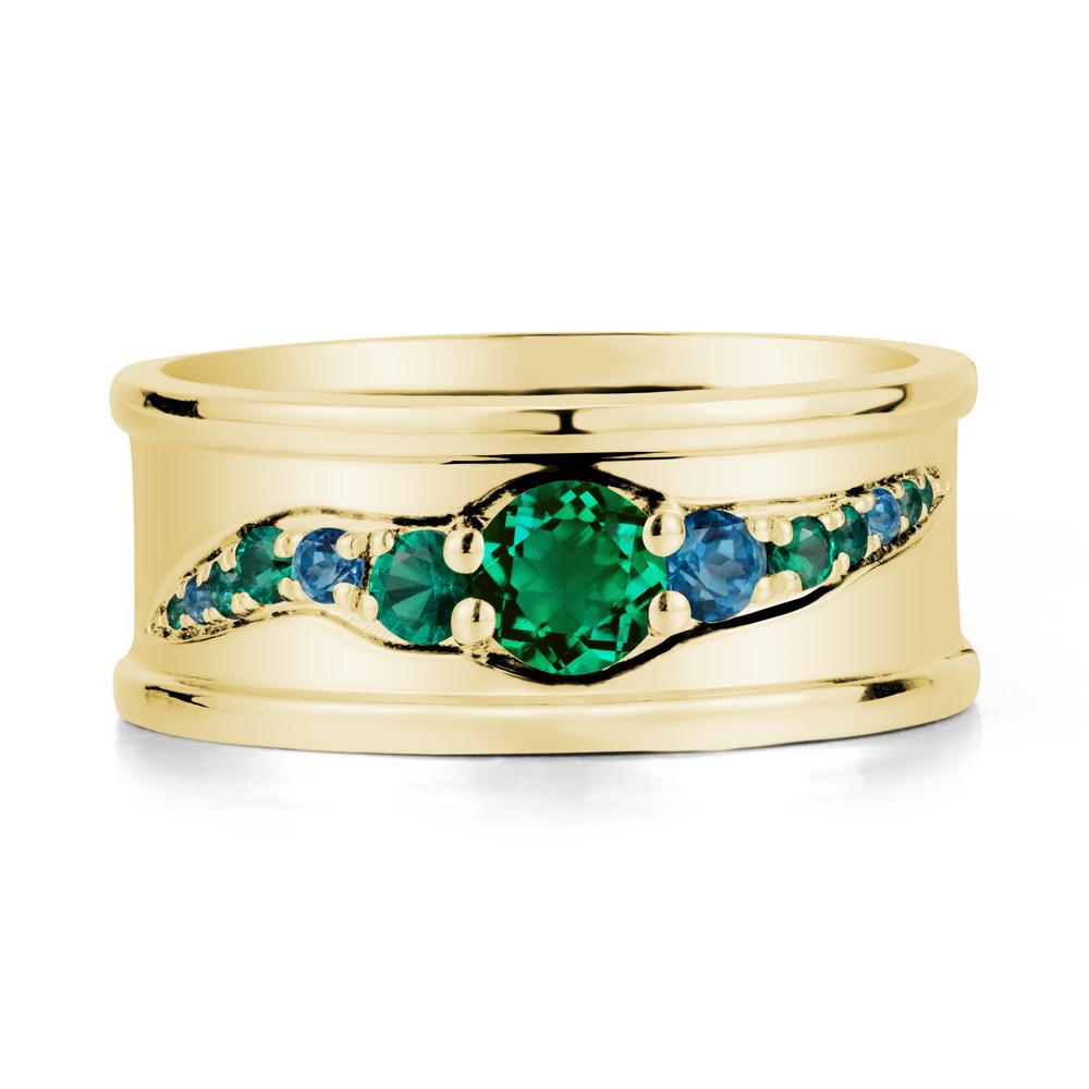 Emerald Multi Stone Men Ring - LUO Jewelry #metal_18k yellow gold