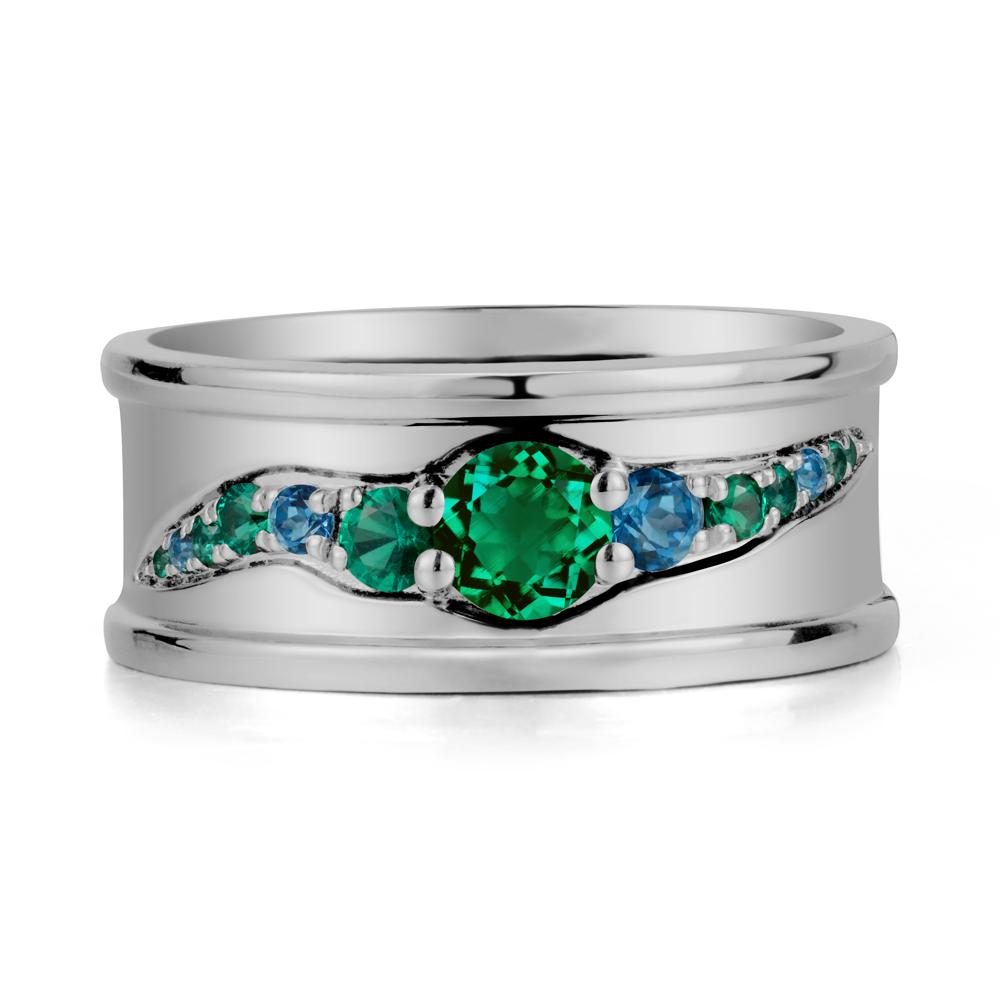 Emerald Multi Stone Men Ring - LUO Jewelry #metal_platinum