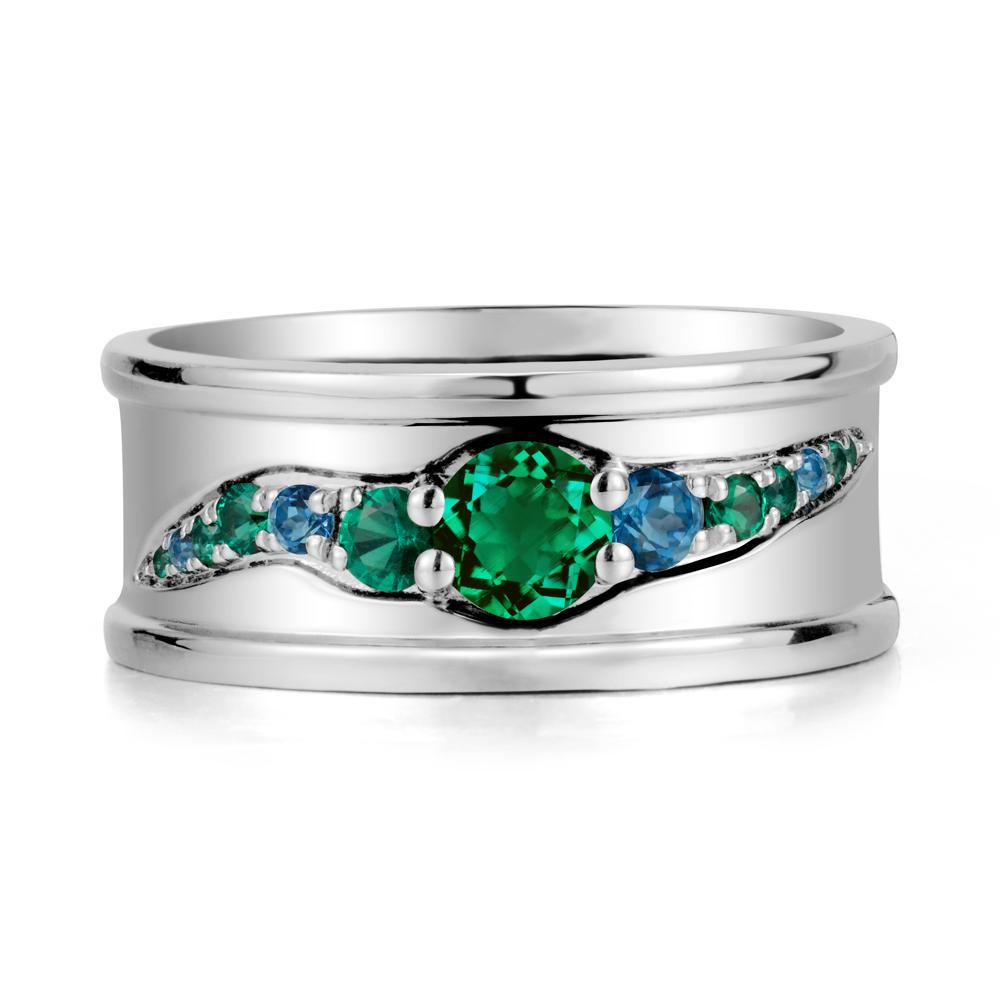 Emerald Multi Stone Men Ring - LUO Jewelry #metal_sterling silver