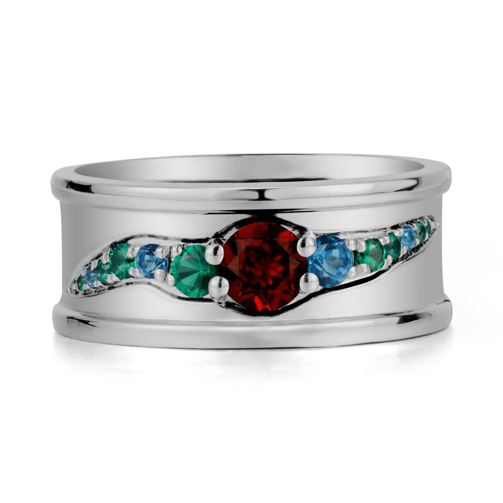 Wide Band Garnet Ring for Men - LUO Jewelry #metal_platinum