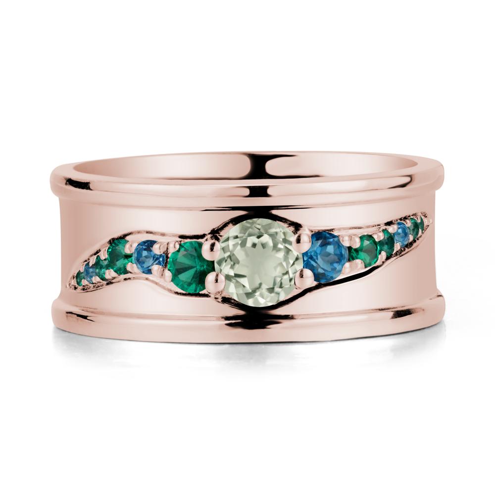 Green Amethyst Multi Stone Men Ring - LUO Jewelry #metal_14k rose gold