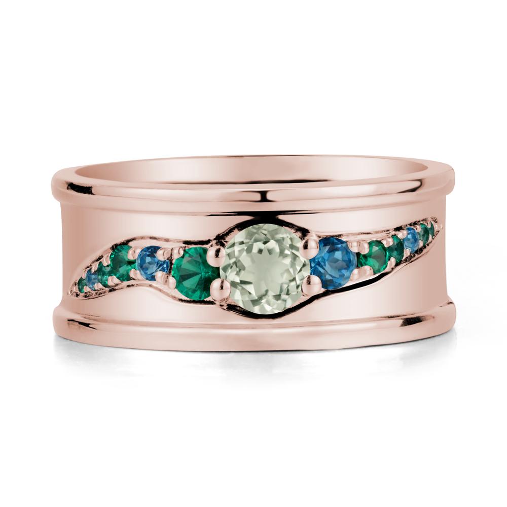 Green Amethyst Multi Stone Men Ring - LUO Jewelry #metal_14k rose gold