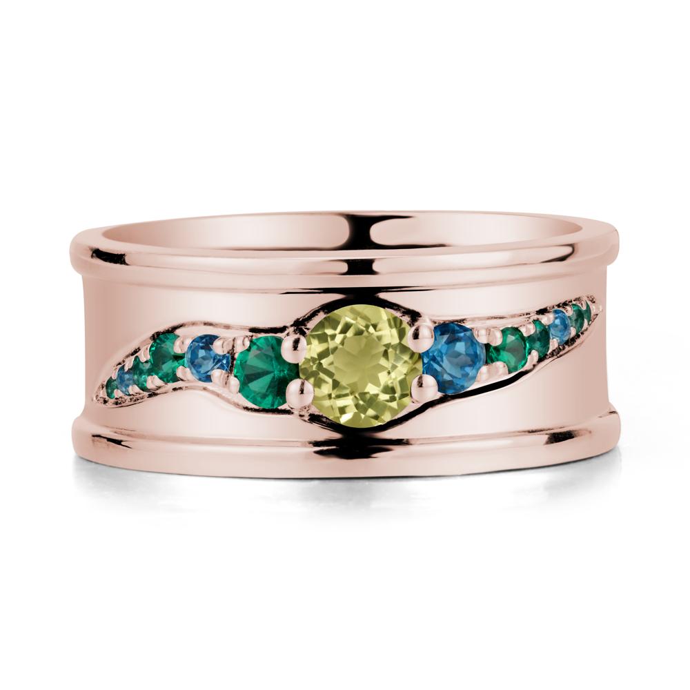 Lemon Quartz Multi Stone Men Ring - LUO Jewelry #metal_14k rose gold
