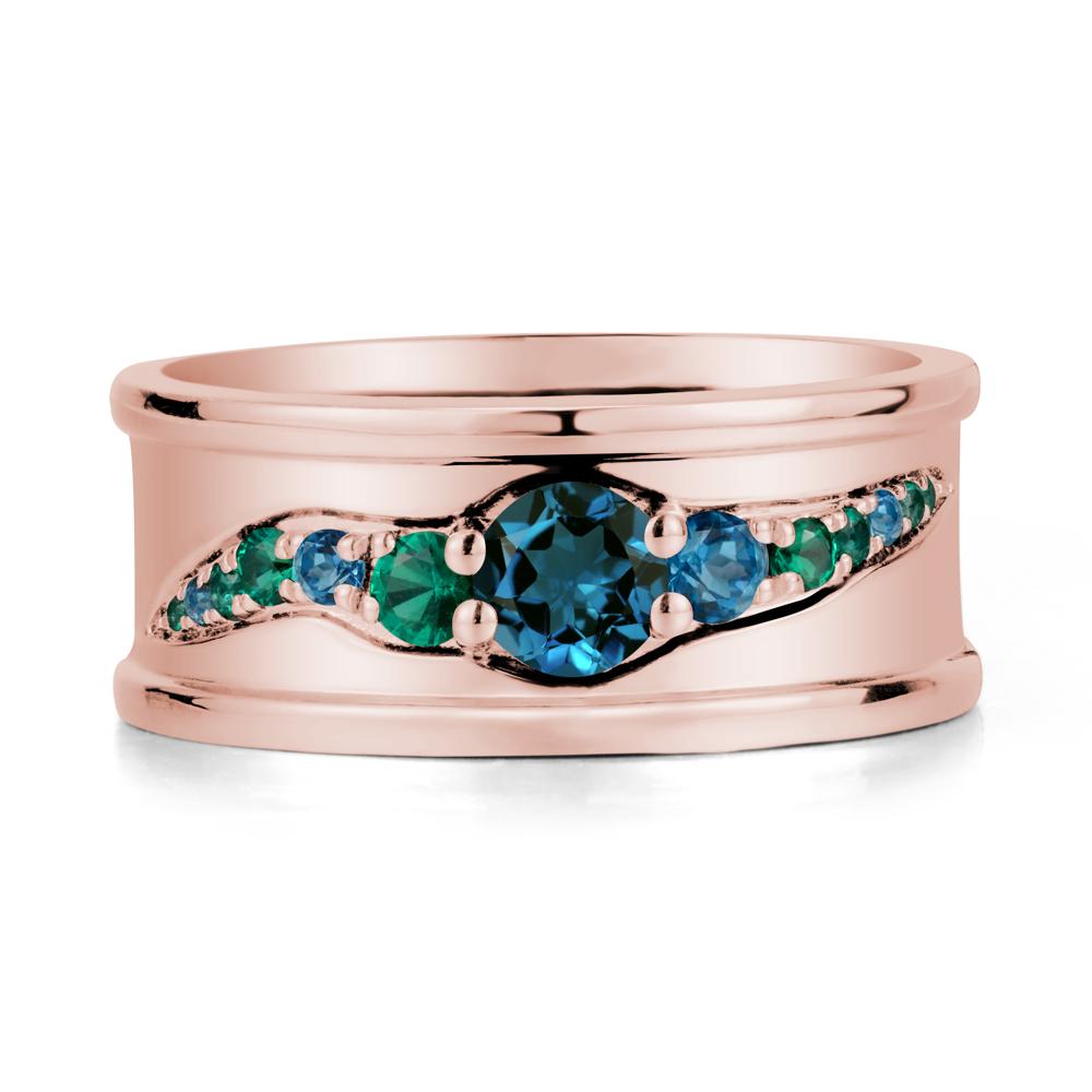 Wide Band London Blue Topaz Ring for Men - LUO Jewelry #metal_18k rose gold