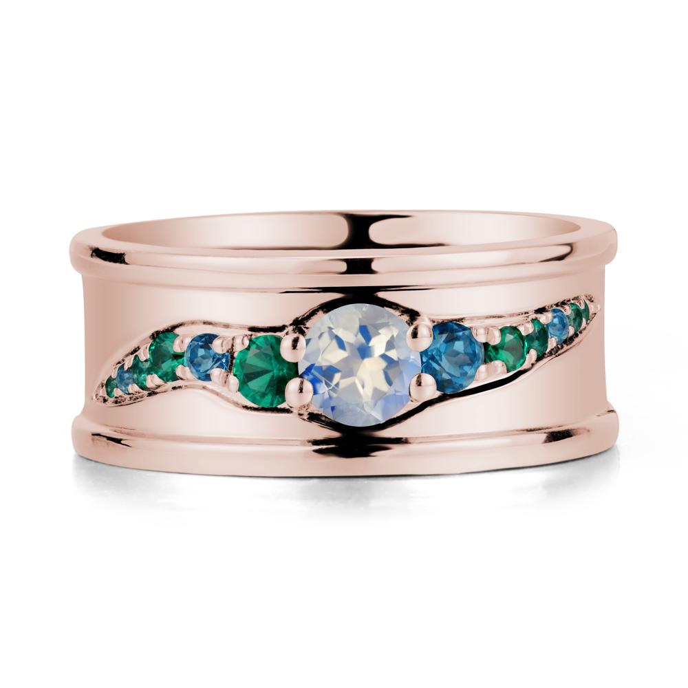 Moonstone Multi Stone Men Ring - LUO Jewelry #metal_14k rose gold