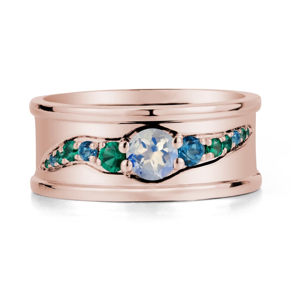 Moonstone Multi Stone Men Ring - LUO Jewelry #metal_14k rose gold
