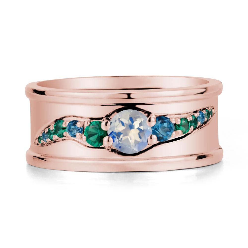 Moonstone Multi Stone Men Ring - LUO Jewelry #metal_18k rose gold