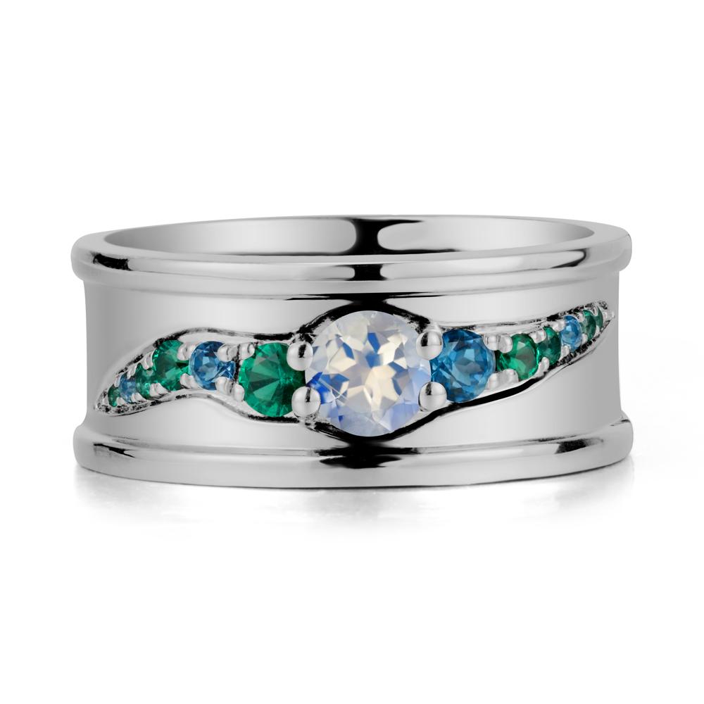 Moonstone Multi Stone Men Ring - LUO Jewelry #metal_platinum
