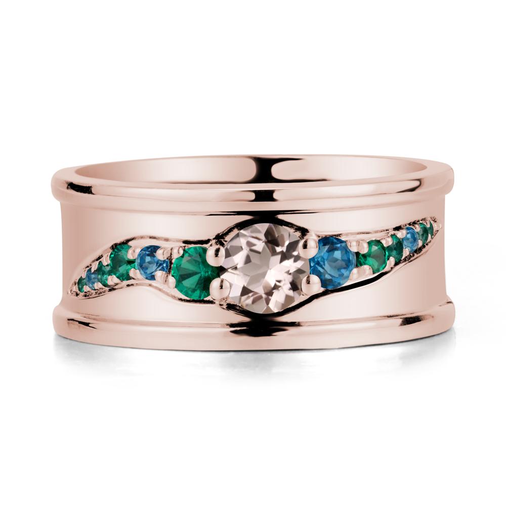 Wide Band Morganite Ring for Men - LUO Jewelry #metal_14k rose gold