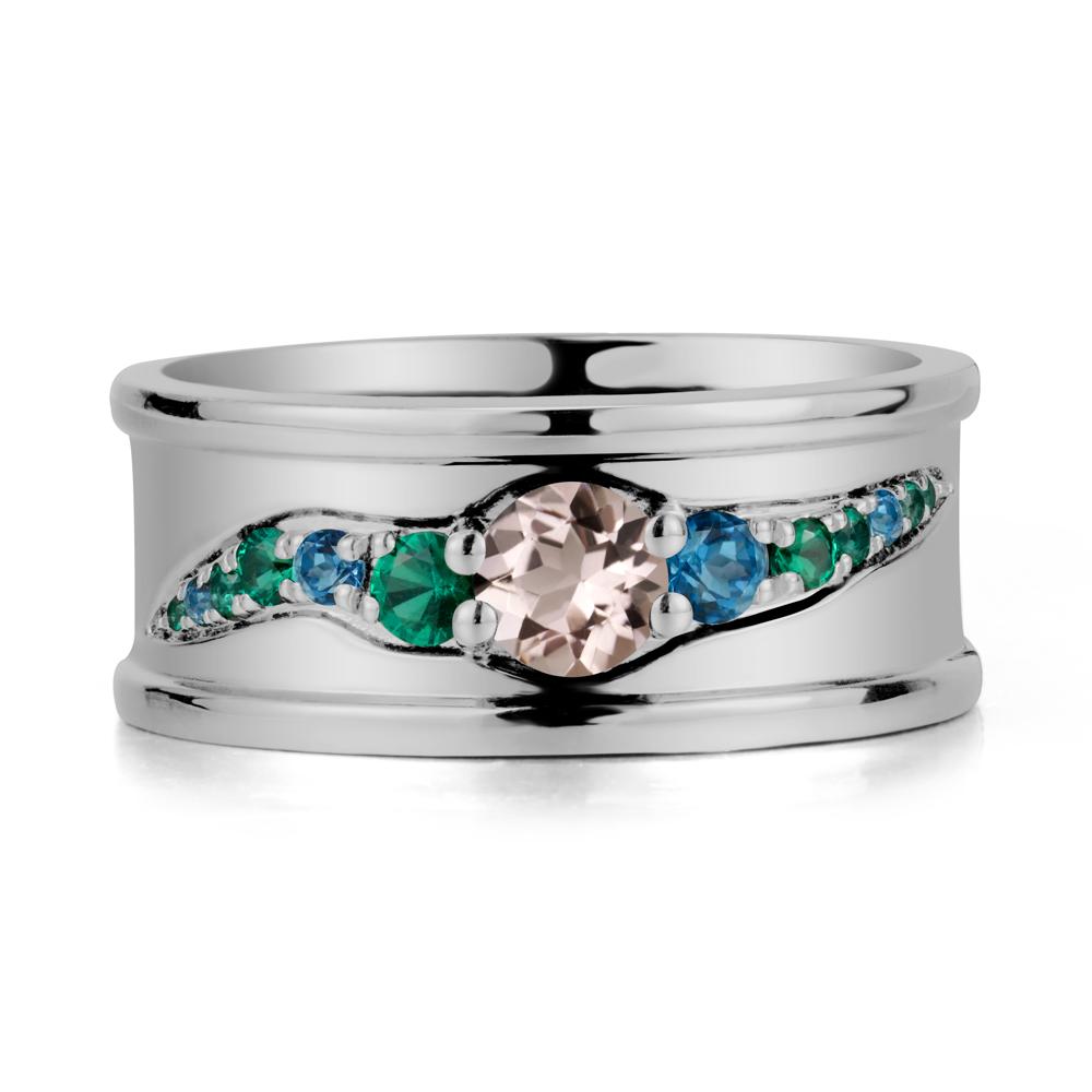 Wide Band Morganite Ring for Men - LUO Jewelry #metal_platinum