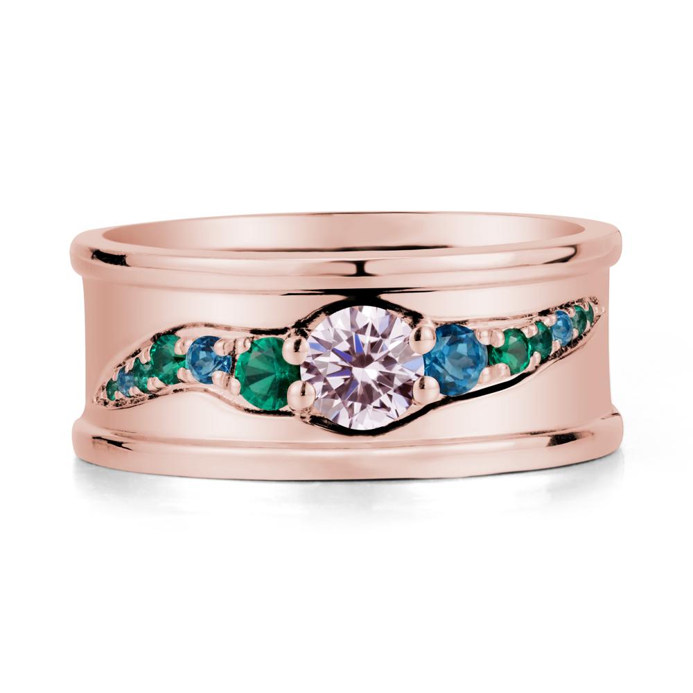 Pink Cubic Zirconia Multi Stone Men Ring - LUO Jewelry #metal_18k rose gold