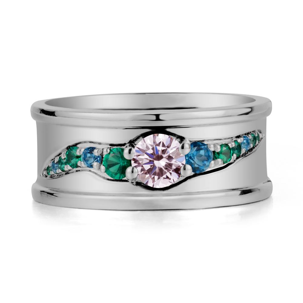 Pink Cubic Zirconia Multi Stone Men Ring - LUO Jewelry #metal_platinum