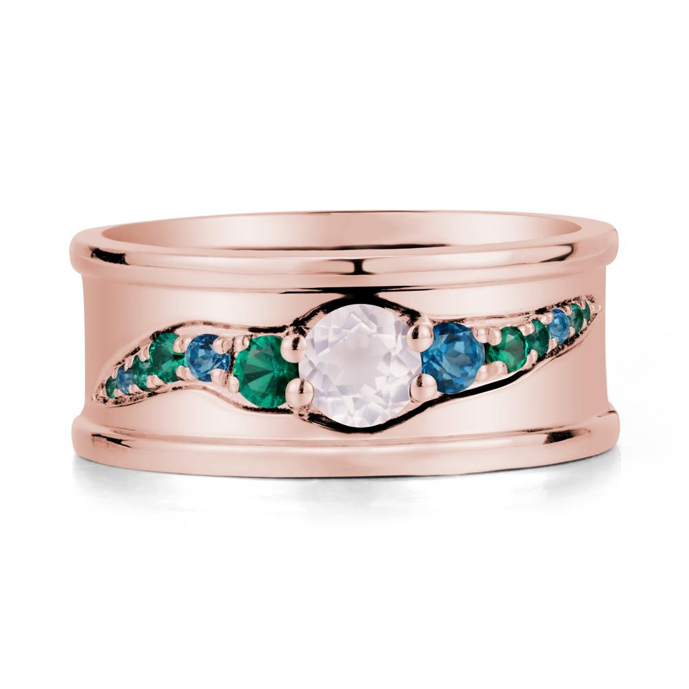 Rose Quartz Multi Stone Men Ring - LUO Jewelry #metal_18k rose gold