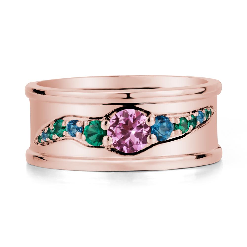 Wide Band Pink Sapphire Ring for Men - LUO Jewelry #metal_18k rose gold