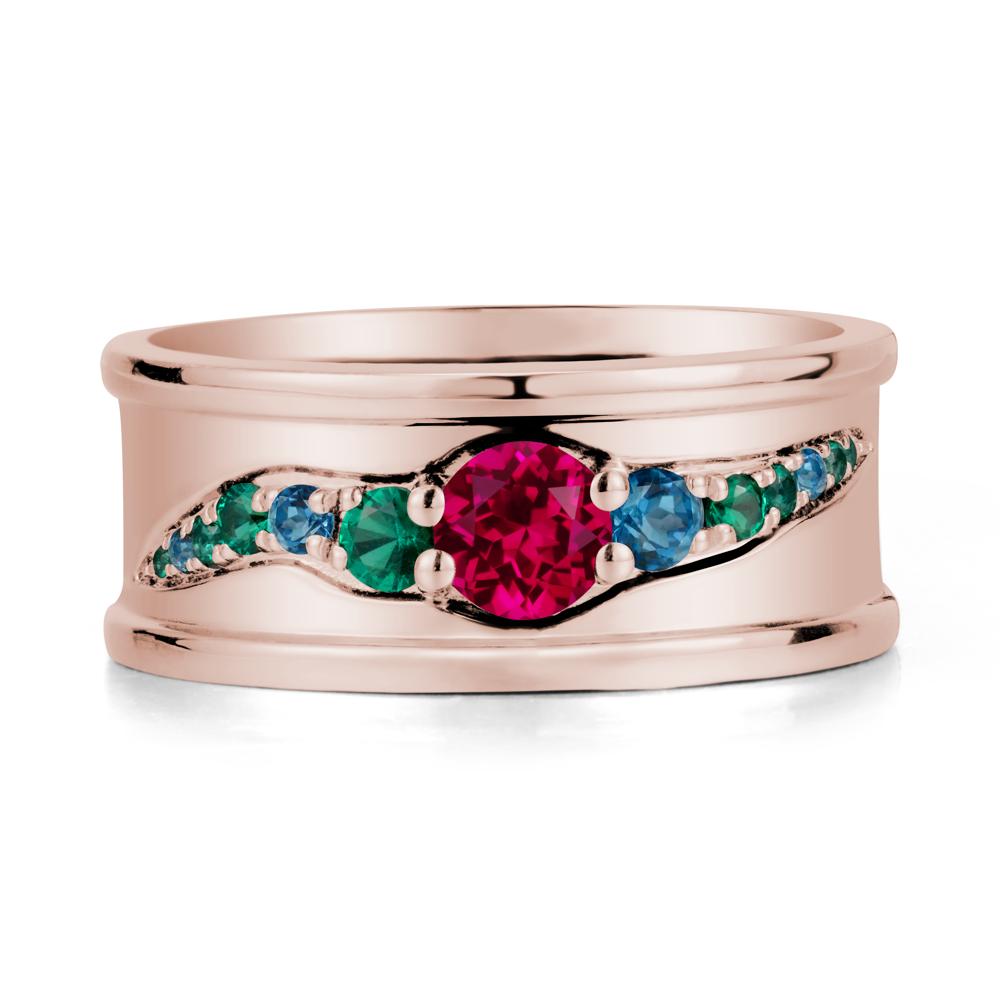 Ruby Multi Stone Men Ring - LUO Jewelry #metal_14k rose gold