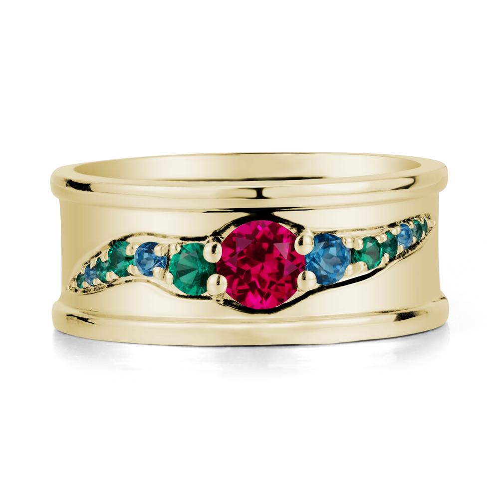 Ruby Multi Stone Men Ring - LUO Jewelry #metal_14k yellow gold