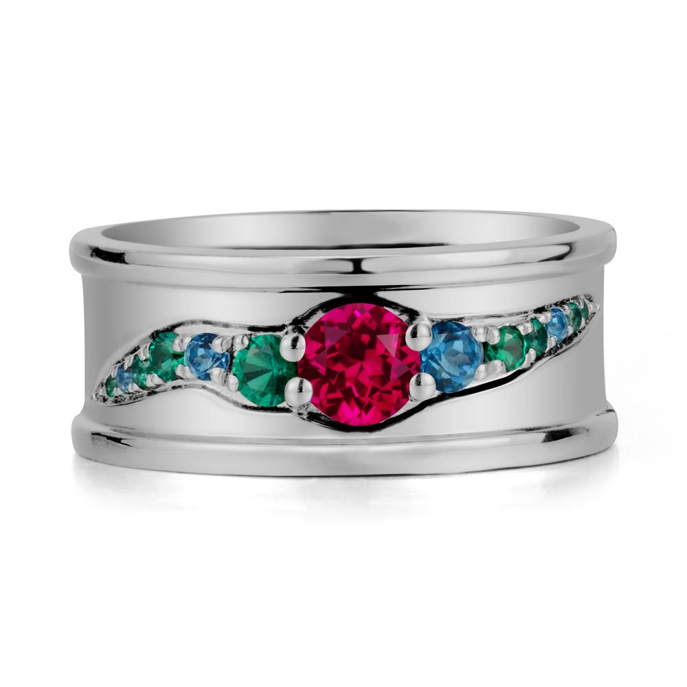 Ruby Multi Stone Men Ring - LUO Jewelry #metal_platinum