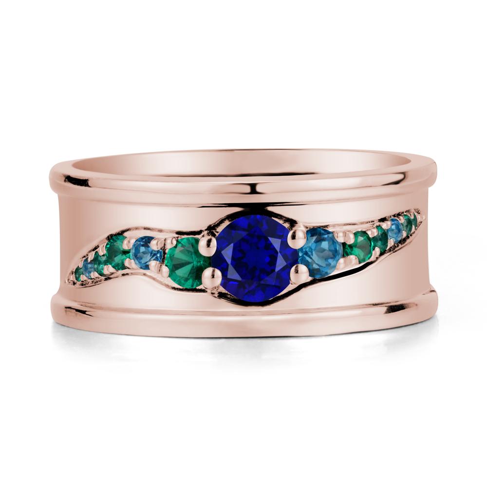 Wide Band Sapphire Ring for Men - LUO Jewelry #metal_14k rose gold