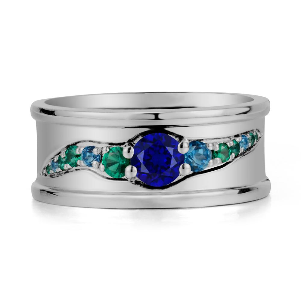 Wide Band Sapphire Ring for Men - LUO Jewelry #metal_platinum