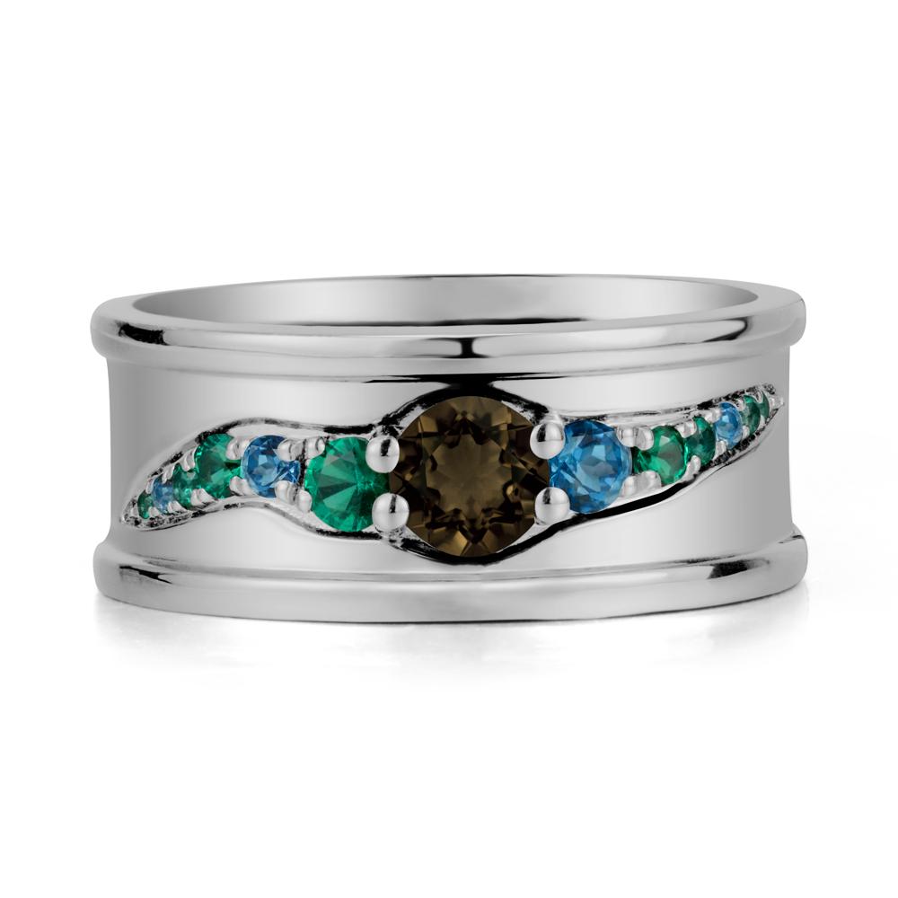 Smoky Quartz Multi Stone Men Ring - LUO Jewelry #metal_platinum