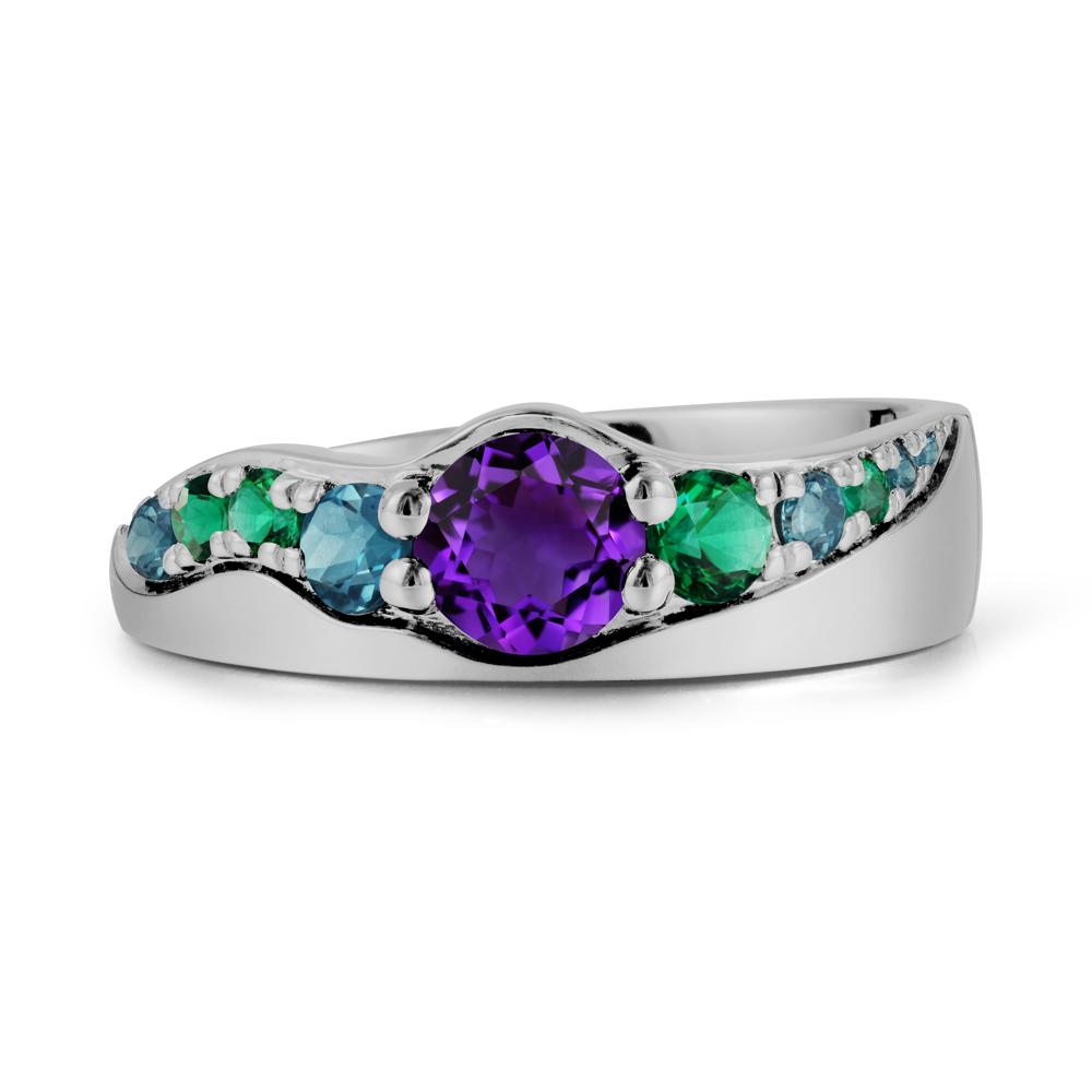 Cluster Amethyst Ring with Wide Band - LUO Jewelry #metal_platinum