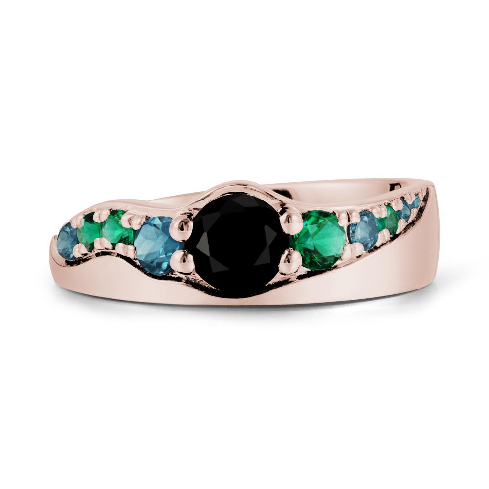 Round Black Spinel Cluster Ring - LUO Jewelry #metal_14k rose gold