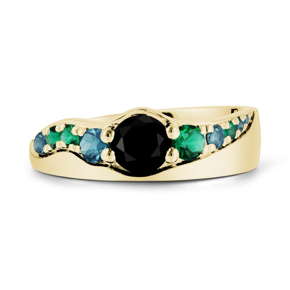 Round Black Spinel Cluster Ring - LUO Jewelry #metal_18k yellow gold