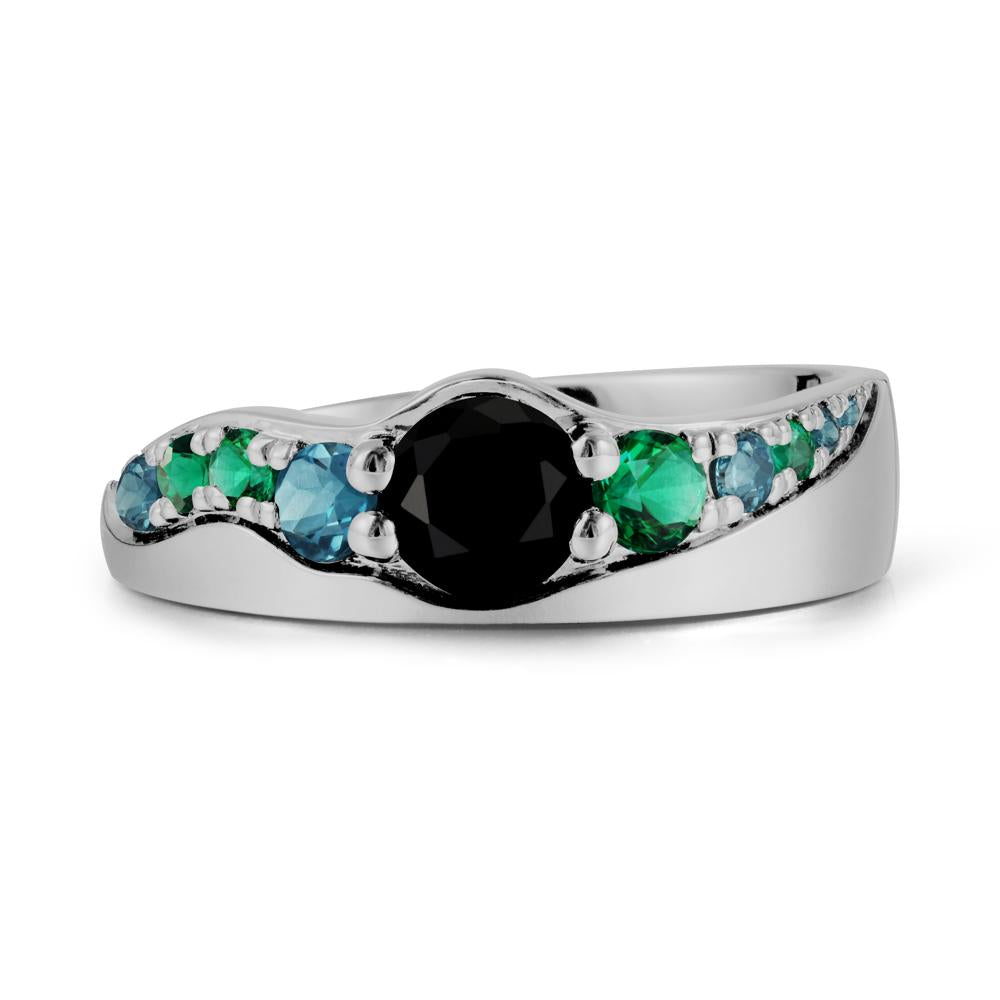 Round Black Spinel Cluster Ring - LUO Jewelry #metal_platinum