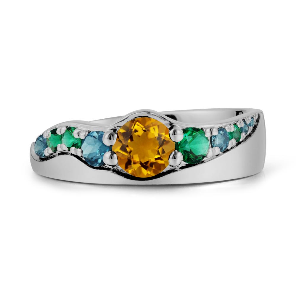 Multi Gemstone Wave Band Citrine Ring - LUO Jewelry #metal_platinum