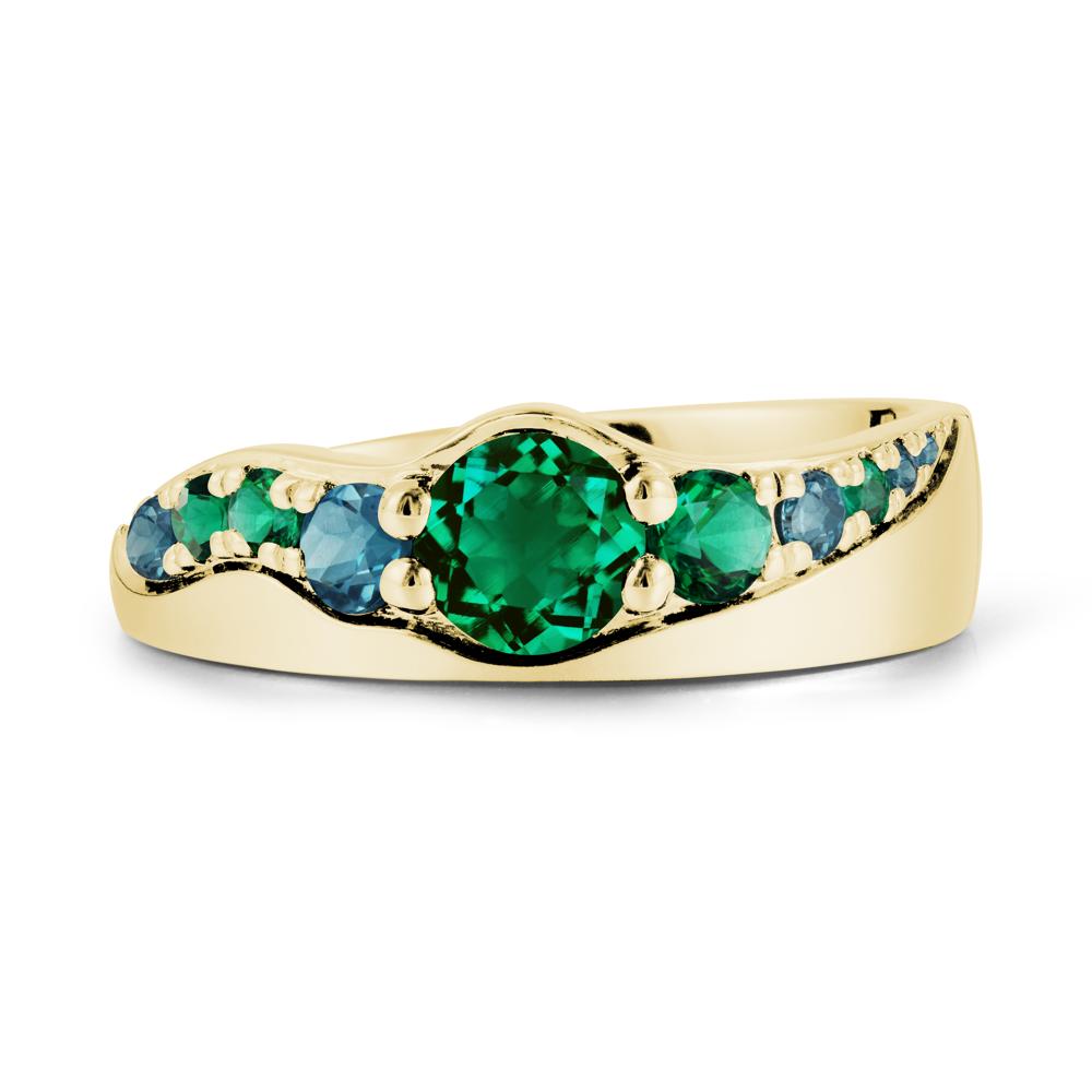 Round Emerald Cluster Ring - LUO Jewelry #metal_18k yellow gold