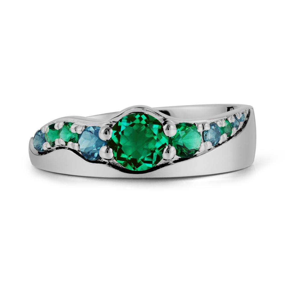 Round Emerald Cluster Ring - LUO Jewelry #metal_platinum