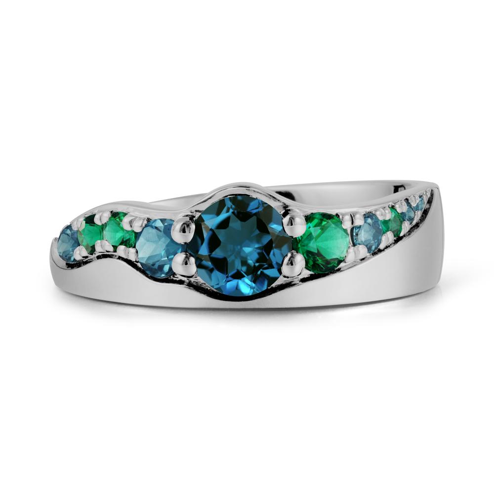 Multi Gemstone Wave Band London Blue Topaz Ring - LUO Jewelry #metal_platinum