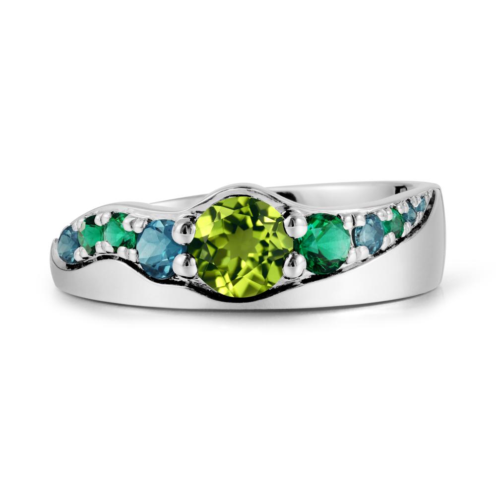 Multi Gemstone Wave Band Peridot Ring - LUO Jewelry #metal_sterling silver