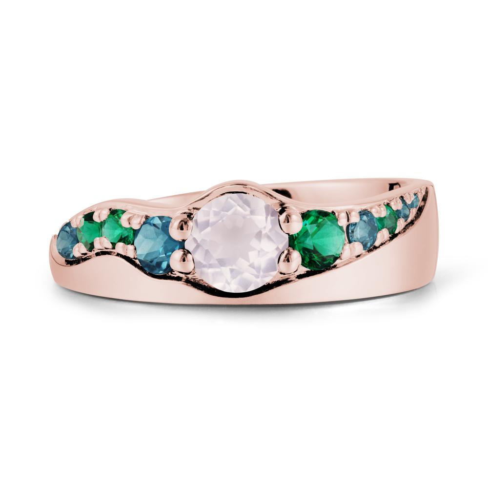 Cluster Rose Quartz Ring with Wide Band - LUO Jewelry #metal_18k rose gold