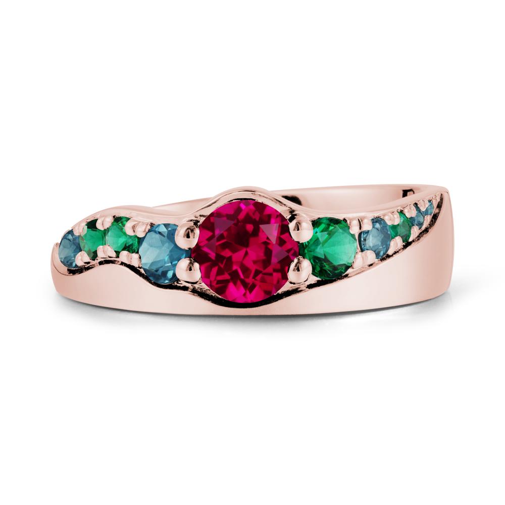 Round Ruby Cluster Ring - LUO Jewelry #metal_18k rose gold