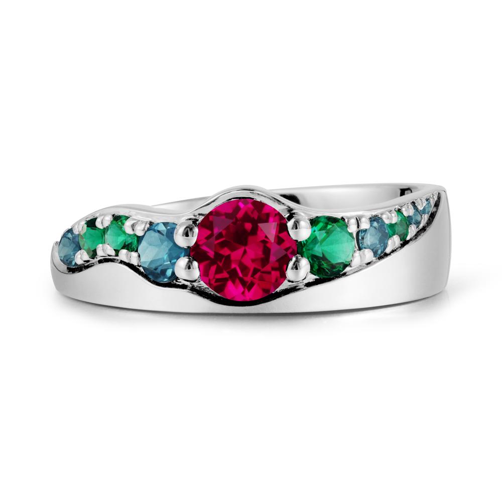 Round Ruby Cluster Ring - LUO Jewelry #metal_18k white gold