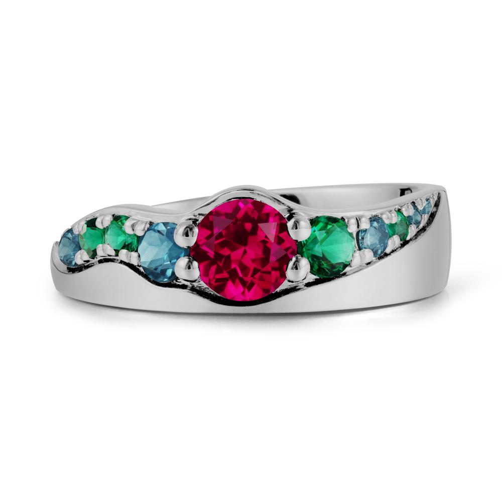 Round Ruby Cluster Ring - LUO Jewelry #metal_platinum