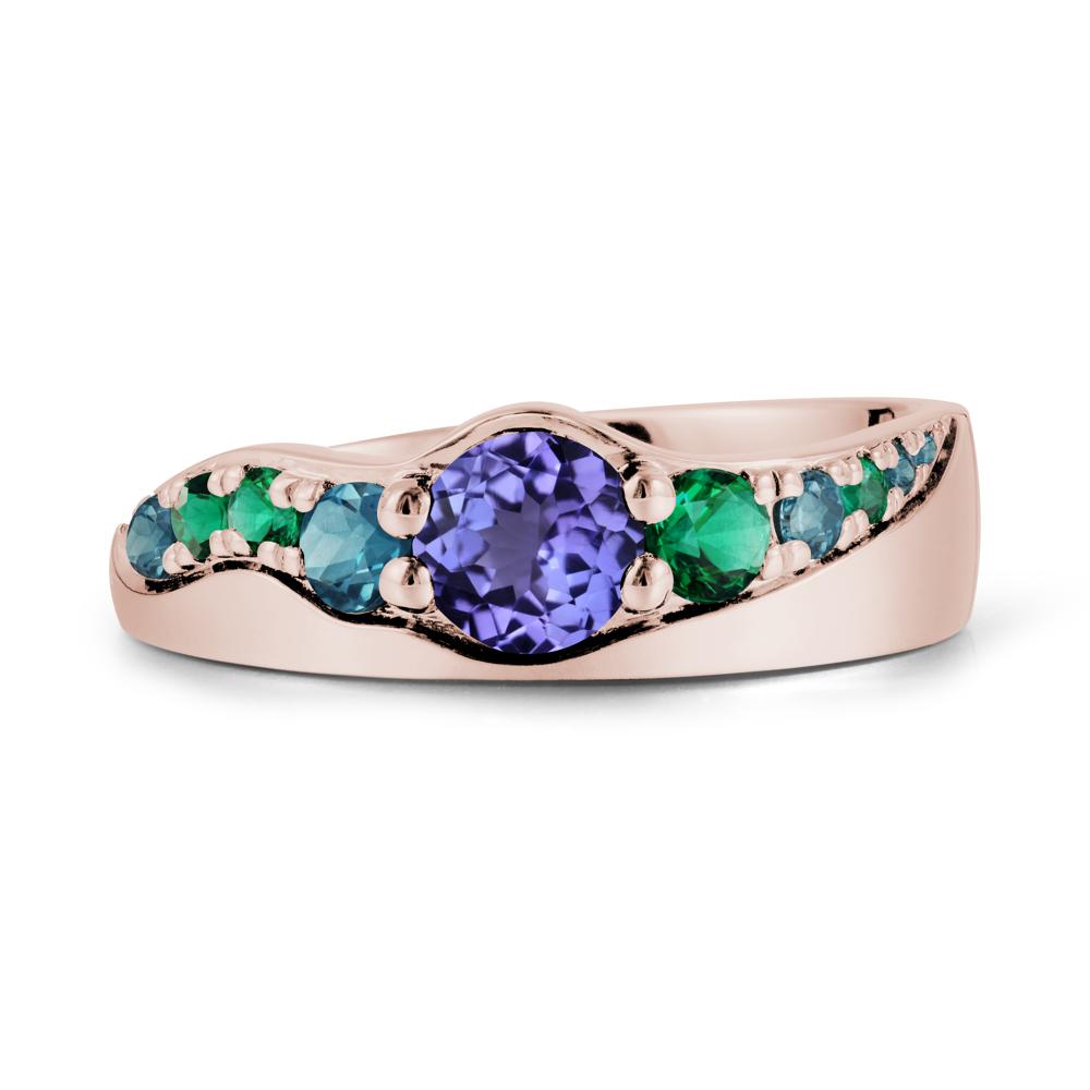 Round Tanzanite Cluster Ring - LUO Jewelry #metal_14k rose gold