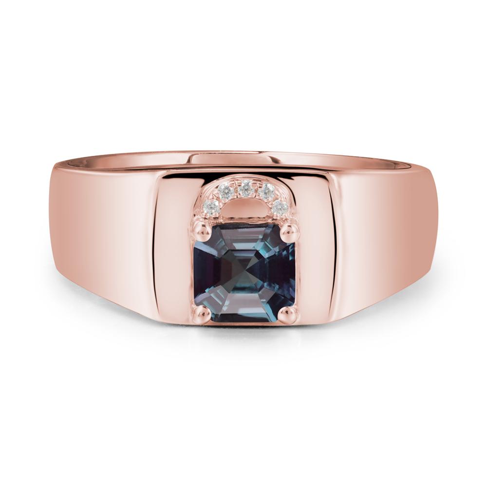 Lock Insipired Alexandrite Ring for Men - LUO Jewelry #metal_18k rose gold