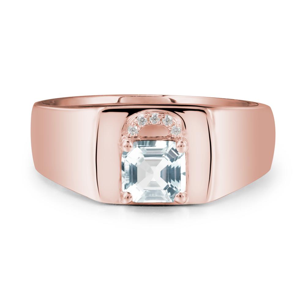 Lock Insipired Aquamarine Ring for Men - LUO Jewelry #metal_18k rose gold