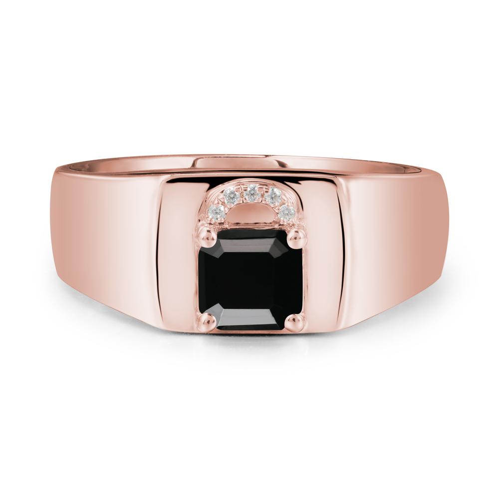 Lock Insipired Black Spinel Ring for Men - LUO Jewelry #metal_18k rose gold