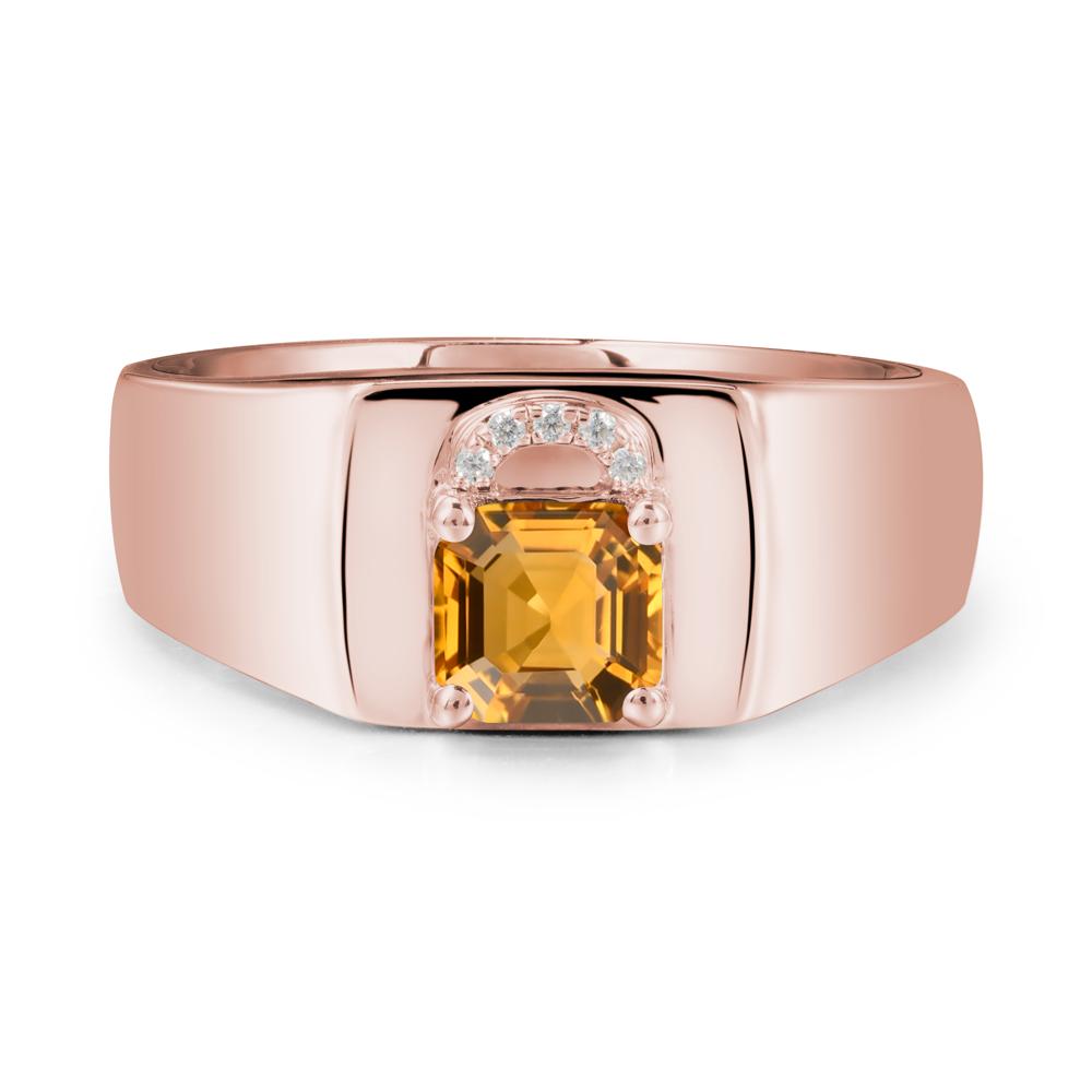 Men Citrine Ring with Lock Design - LUO Jewelry #metal_18k rose gold