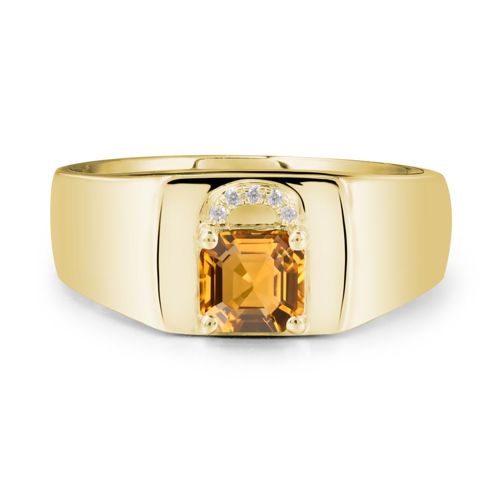 Men Citrine Ring with Lock Design - LUO Jewelry #metal_18k yellow gold
