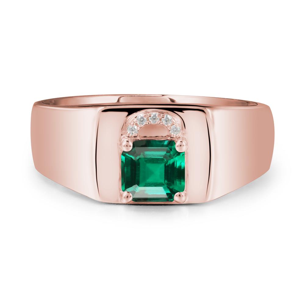 Lock Insipired Emerald Ring for Men - LUO Jewelry #metal_18k rose gold