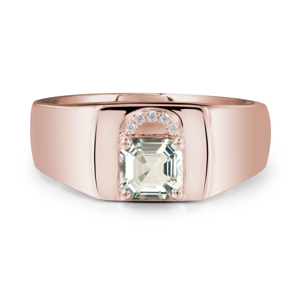 Lock Insipired Green Amethyst Ring for Men - LUO Jewelry #metal_14k rose gold