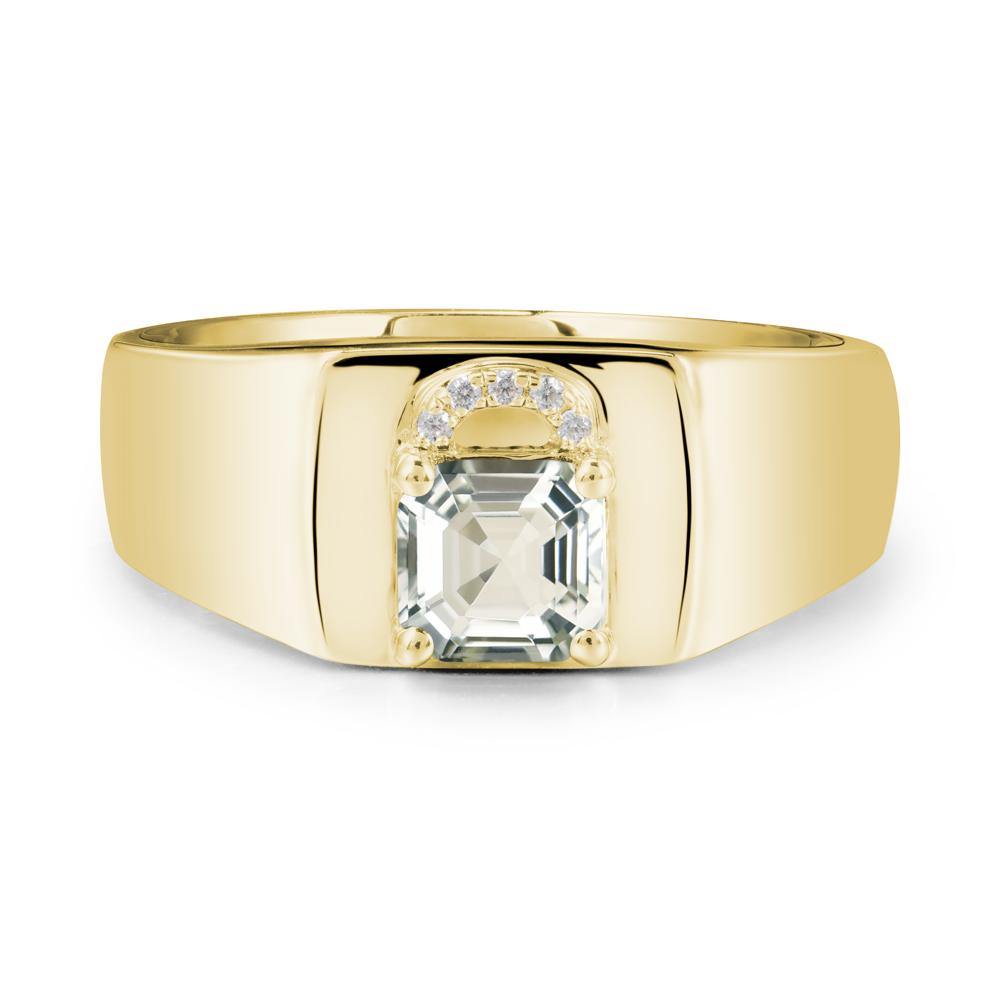 Lock Insipired Green Amethyst Ring for Men - LUO Jewelry #metal_18k yellow gold